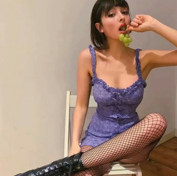 Lavender floral silk slip dress - Picture 4 of 8